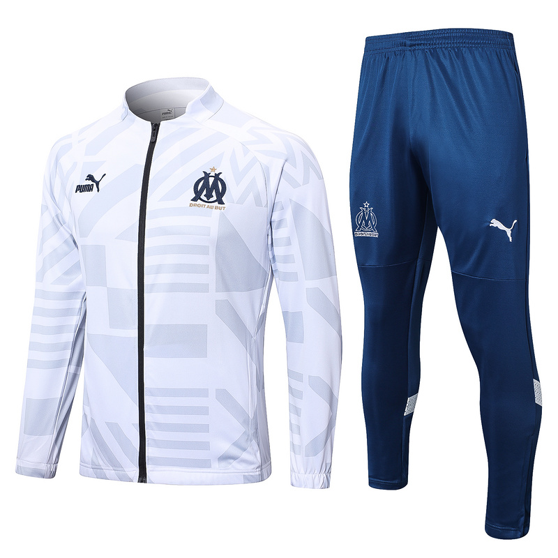 AAA Quality Marseille 22/23 Tracksuit - White/Grey